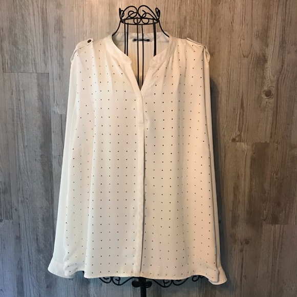 Calvin Klein Tops - Calvin Klein Gold Studded Military Style Blouse